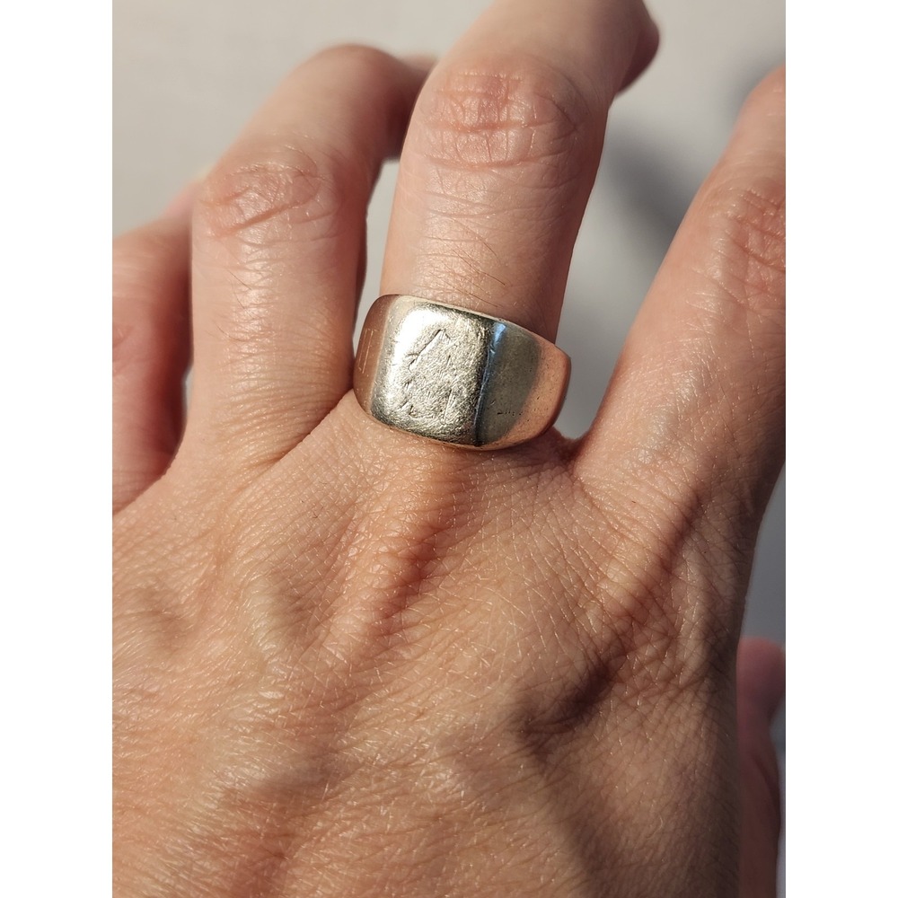 1970's VTG 10K Solid White Gold Signet Ring 9.69g Sz9.25 Navy Vet CPD Estate - Picture 13 of 16